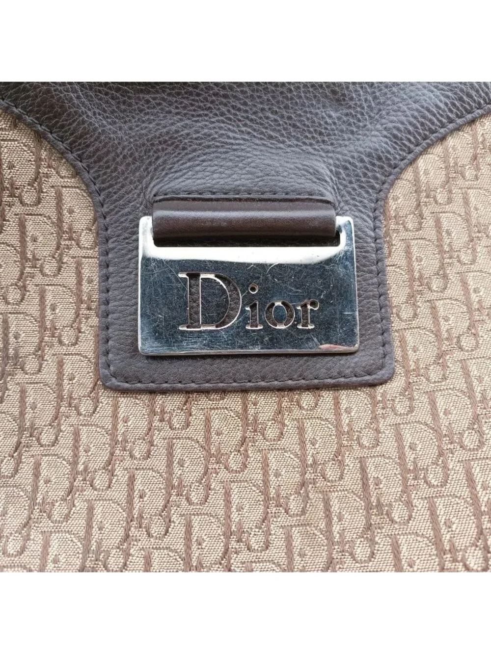 Dior Street Chic Messenger Brown Beige Jacquard Canvas Calf Leather